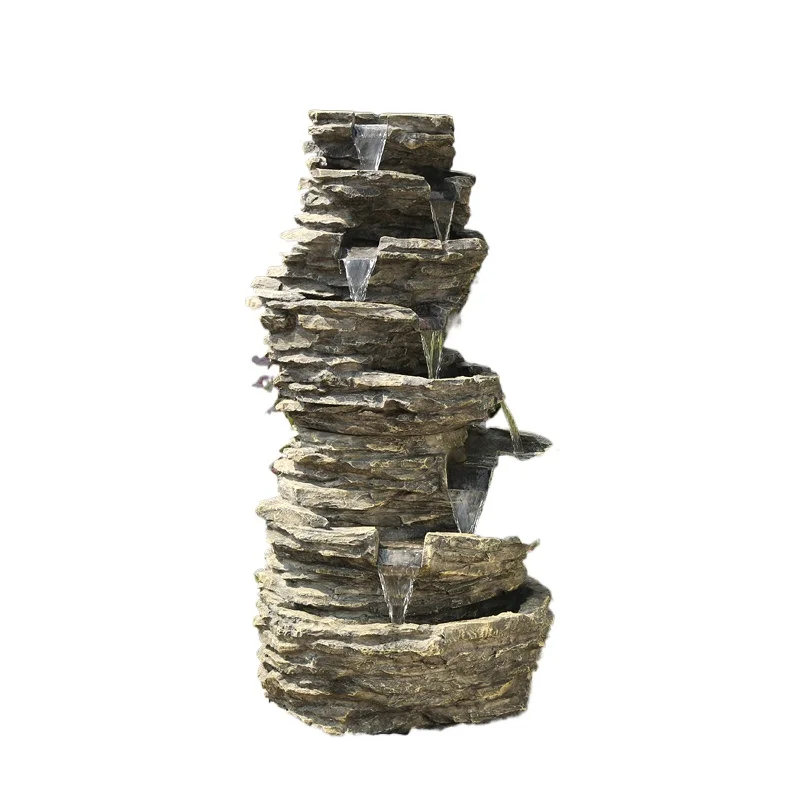 CX rockery flowing water fountain landscape ornament, creative fish pond large balcony living room floor, bonsai