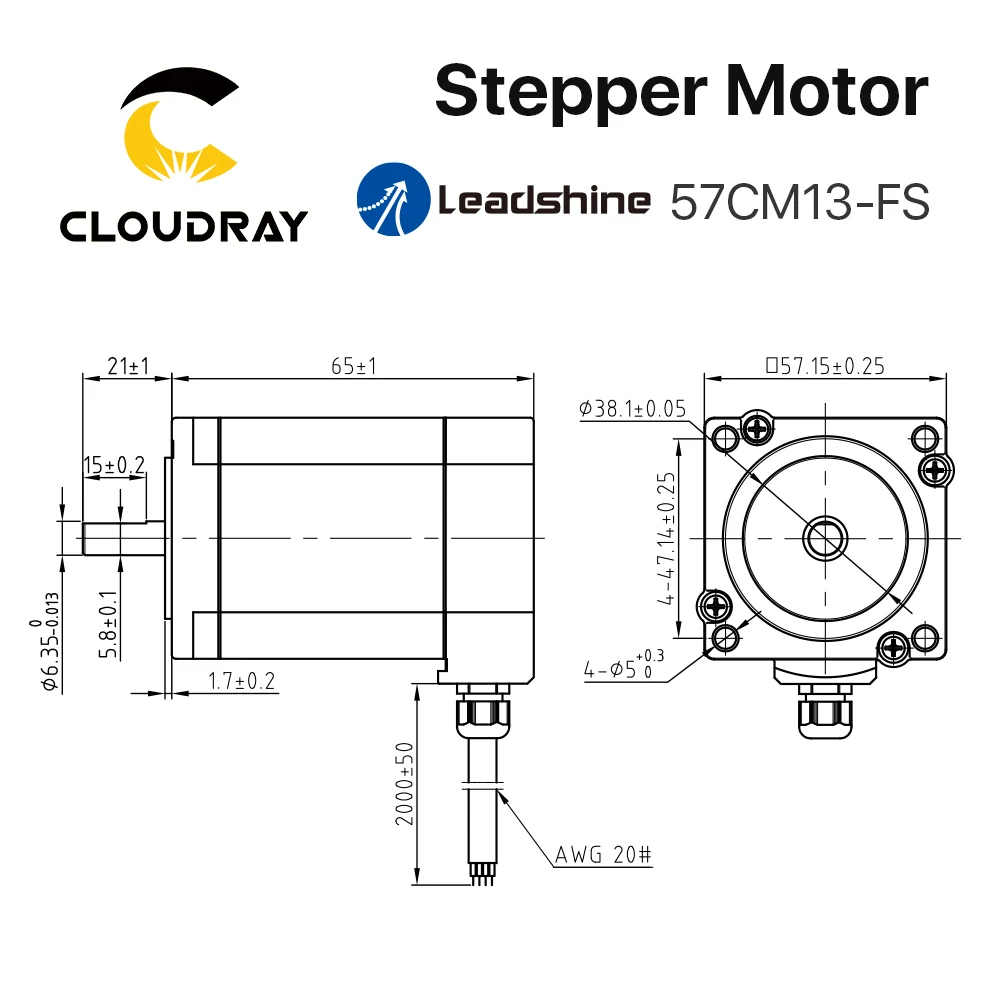 Leadshine Nema 23 IP65 Waterproof Stepper Motor  1.2N.m 3.0A 57CM13-FS Stepper Motor for CNC Engraving Machine