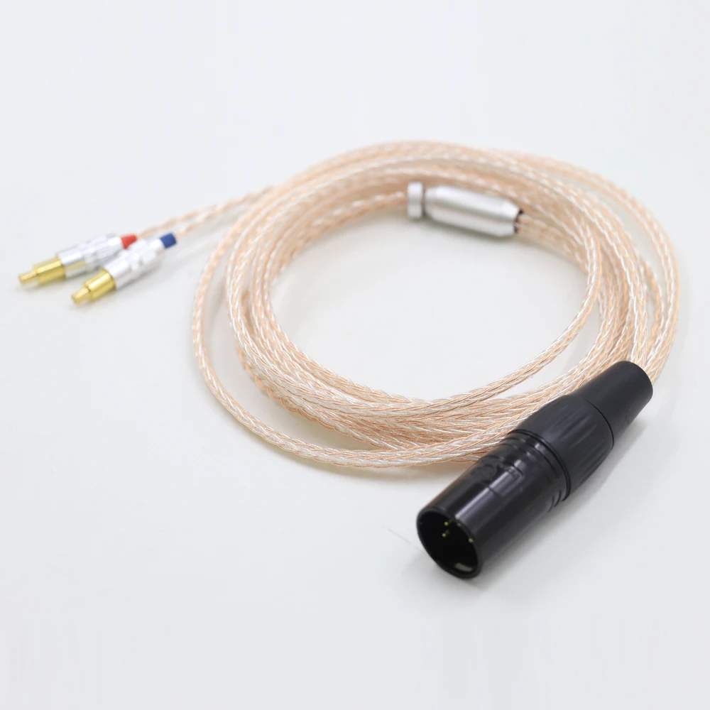 

16 Strands 4 pin Xlr Replacement Pcocc Copper Silver Braided Cable For ATH-ADX5000 MSR7B ESW950 ESW990H ES770H AP2000Ti