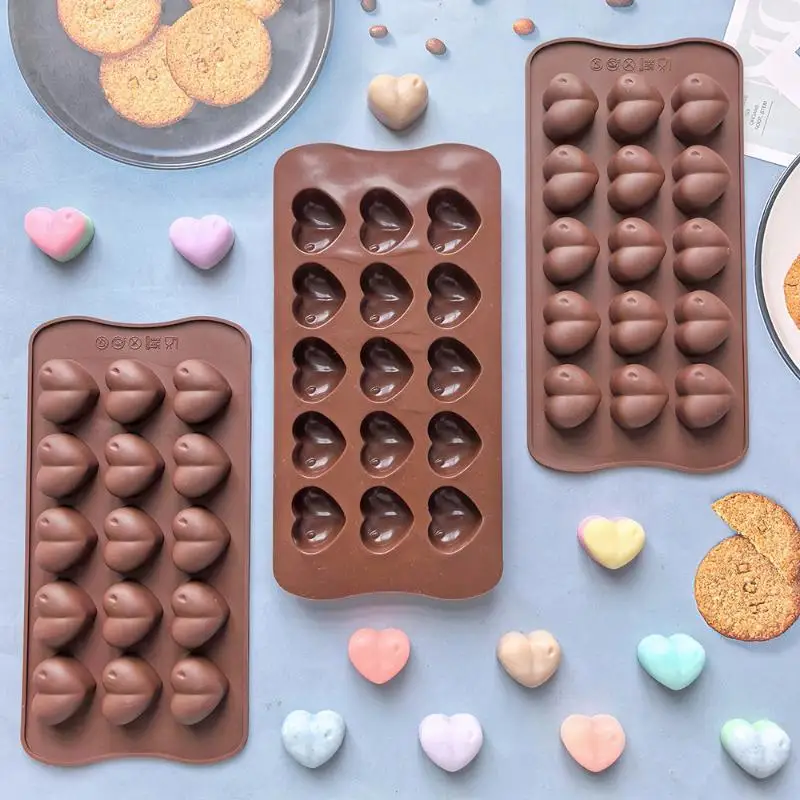 15 Cavity Love Silicone Chocolate Mold Heart Candy Jelly Baking Ice Cake Mould Candle Soap Making Valentine's Day Gifts