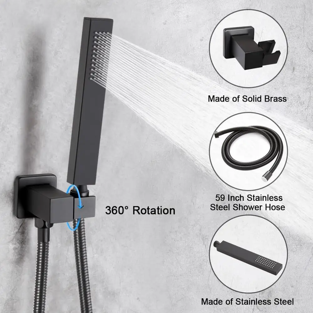 8 Rainfall Shower System with Handheld, Single Handle Kit and Tub Spout in Matte Black