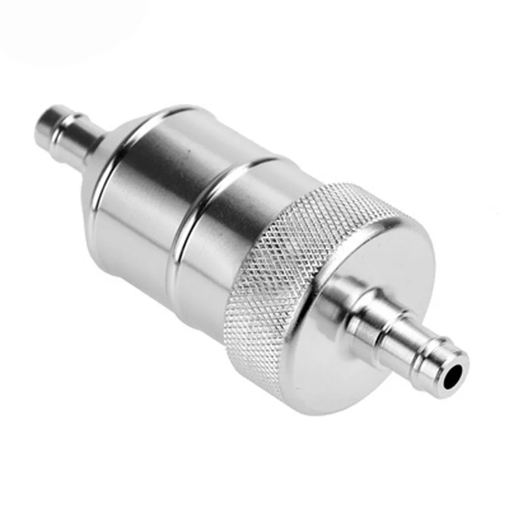 5/16'' Motorcycle Universal In-line Fuel Filter Aluminum Silver 6mm Spare Filter Element Alloy Fuel Gasoline Diesel Filter Parts