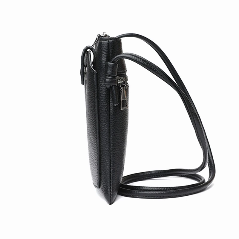 PU Leather Solid Color Women's Diagonal Cross Bag Portable Double-Layer Buckle Mini Phone Wallet Shoulder Bag