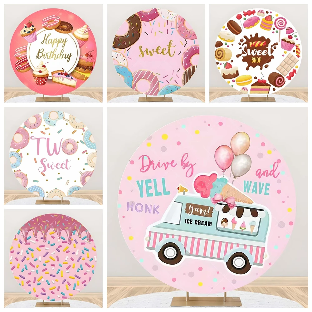 

Макарон пончик мороженое конфеты торт круглый фон на заказ детский день рождения круглый чехол Декор детский душ фон для фотосъемки
