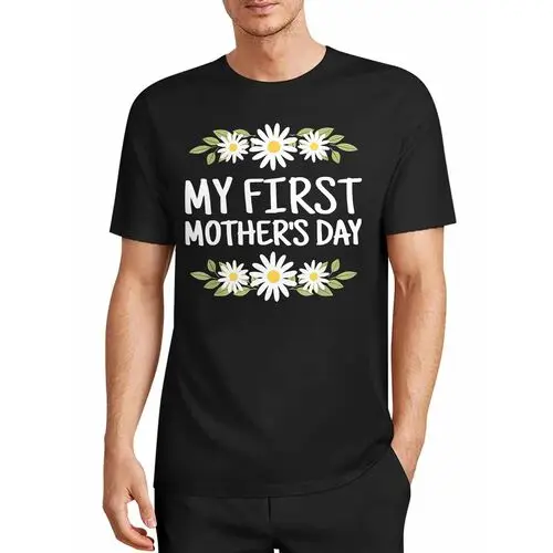 First Mother's Day Daisy Print T-Shirt for New Moms