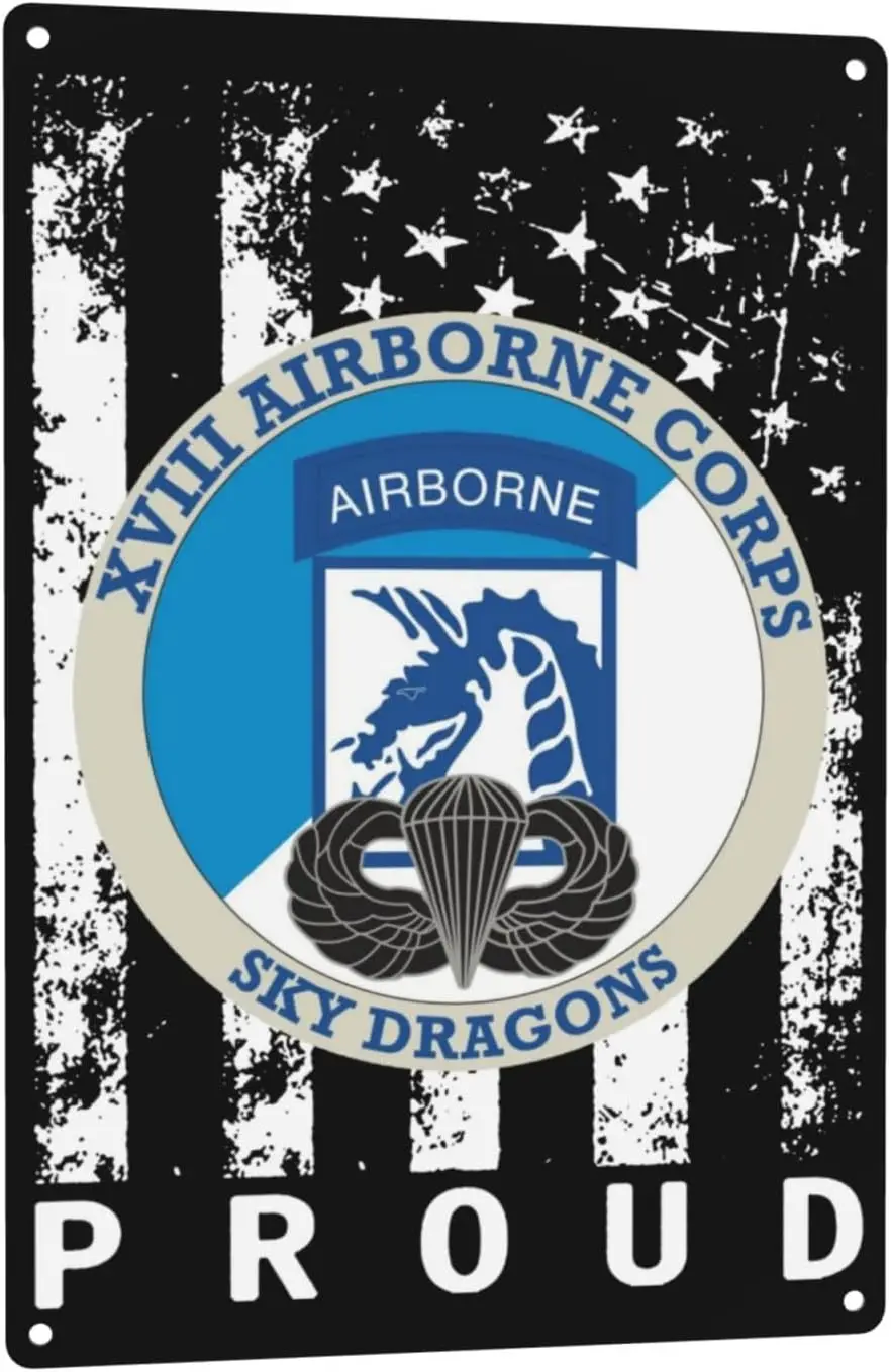 18th Airborne Corps With Jump Wings Metal Tin Sign Wall Decor For Home Living Room Bedroom