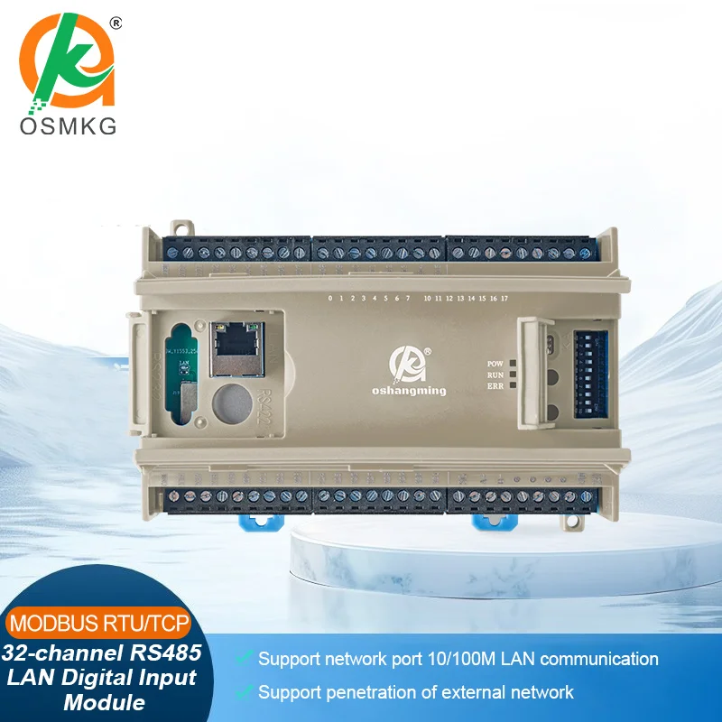 AoShangMing 32 Digital Input Module Data Acquisition 24VDC RS485 Lan Modbus Rtu TCP for Sensor