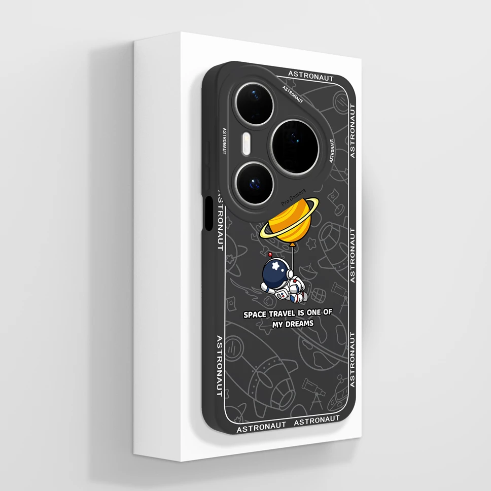 حافظة لهاتف هواوي بورا 80 برو بلس الترا 5G حافظة جميلة لرائد الفضاء ناعمة من السيليكون السائل لهاتف هواوي بورا 80 برو + غلاف ممتص للصدمات #6