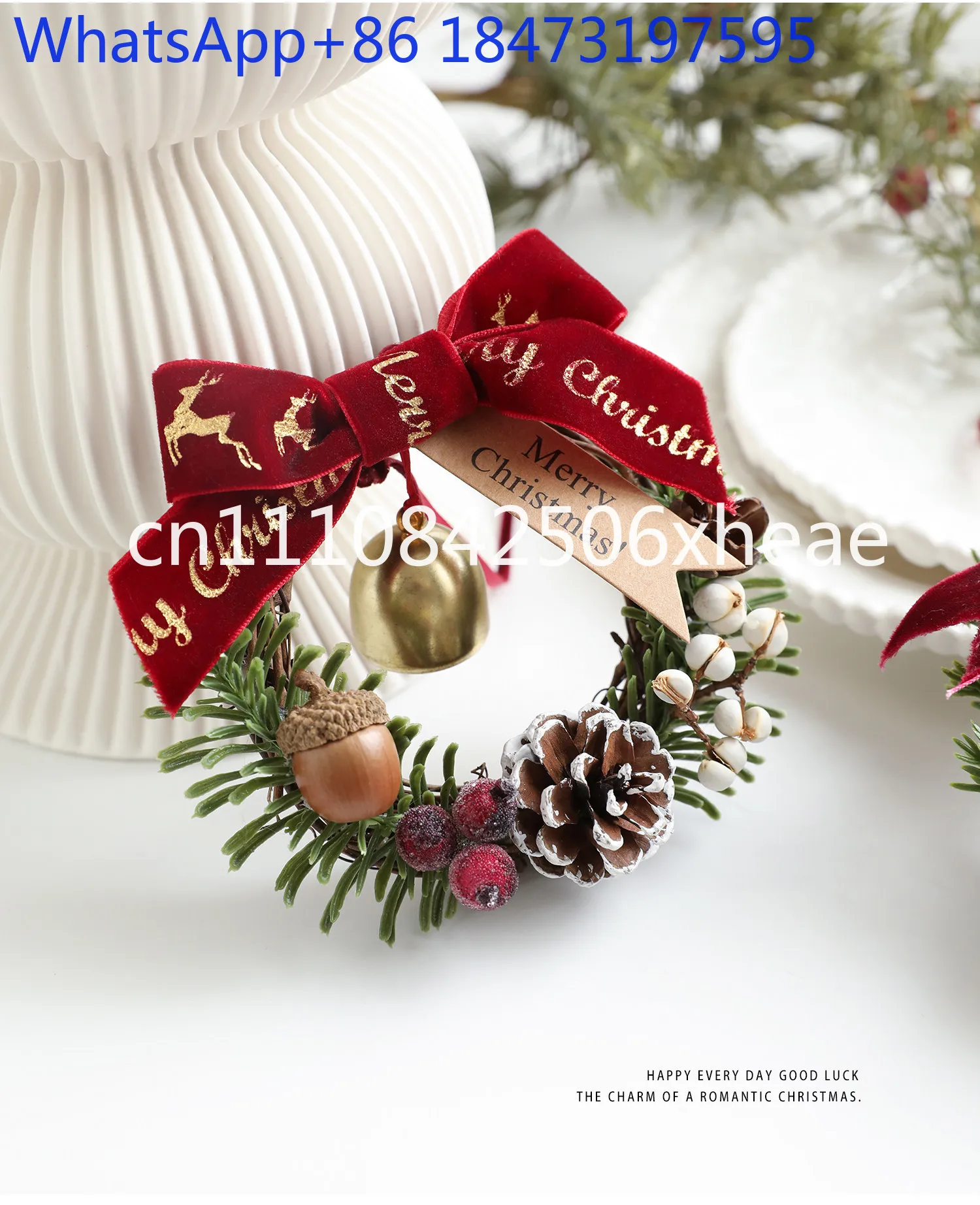 Christmas wreath Christmas door decoration Christmas tree decoration pendant bell car pendant