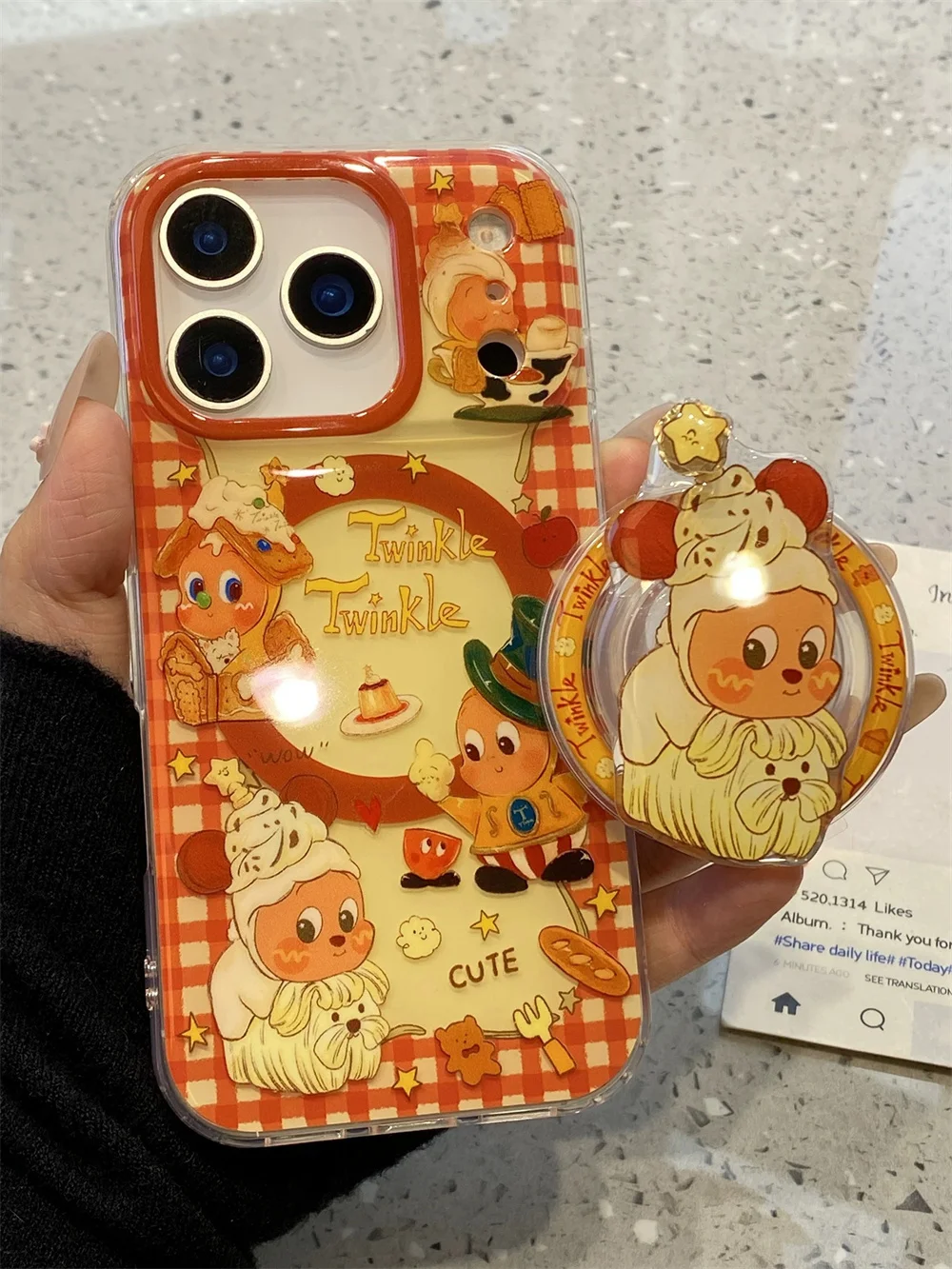 

Kawaii Cartoon Star Magnetic Stand Phone Case For iPhone 17 Pro Max 15 14 13 16 Pro Cover with Shake Holder For Magsafe Fundas