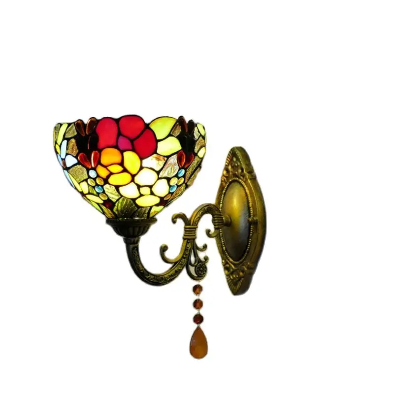 

Tiffany Baroque Wall Lamp Vintage Bathroom Aisle Balcony Fancy Stainless Glass Porch Sconce Light D32101