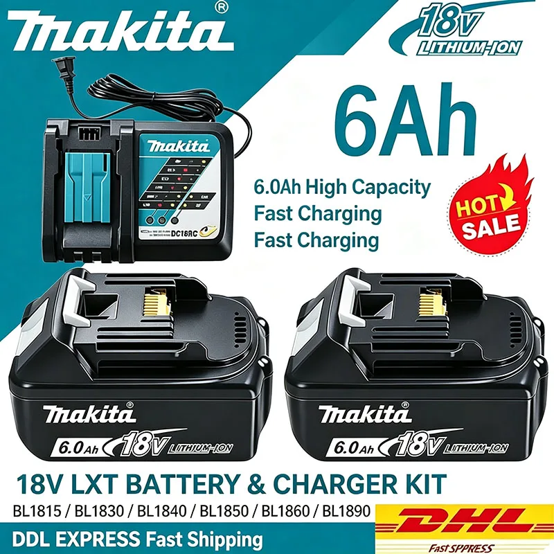 .6Ah 100% Original Makita 18V Battery BL1860B Rechargeable Lithium-Ion Battery for Makita 18V Power Tools Replace the Battery.