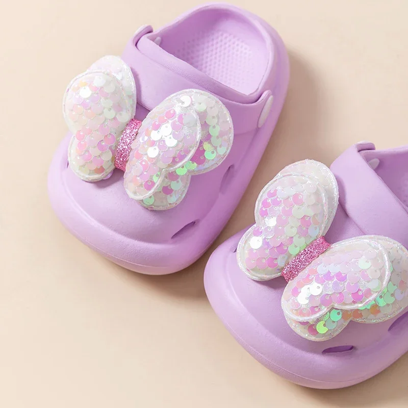 2024 New Girls EVA Slipper Summer Bow Sandals Sequined Princesse Children  Flash Diamond Party Dress Shoes for Kids Slides