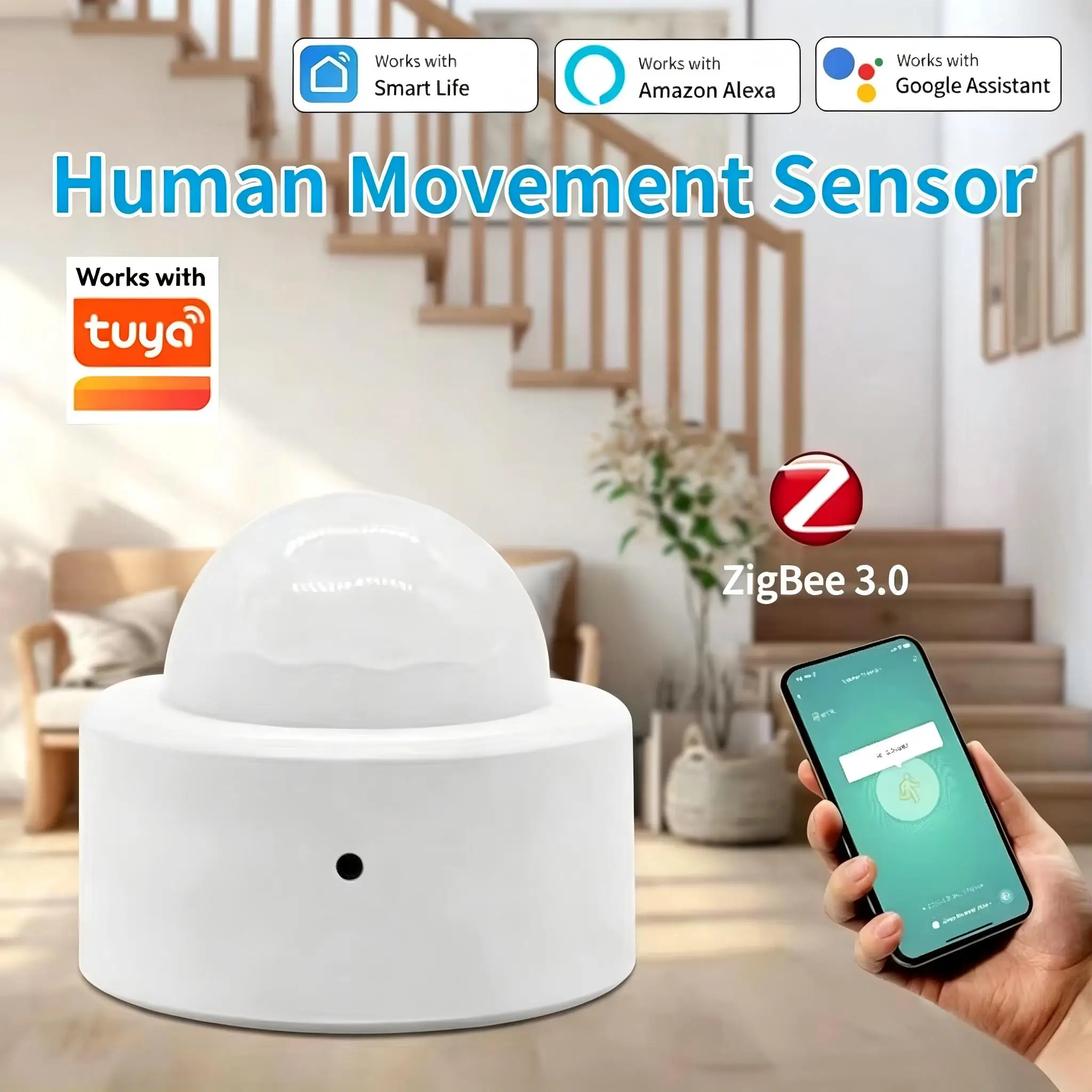 Zigbee PIR Motion Sensor Infrared Detector Mini Smart Human Body Sensor Remote Control Alarm-Works with Tuya Alexa Smart Life