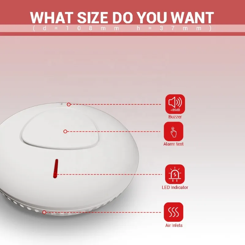 Home alarm system wireless interconnected smoke detector Interlinked smart remoter control Fire smoke alarm