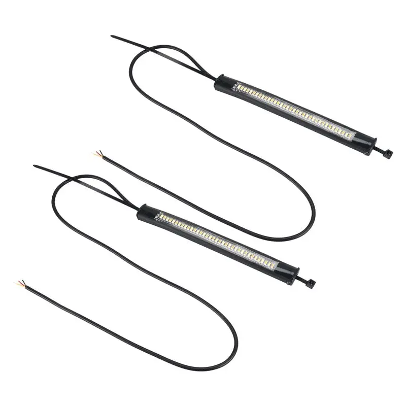 AEE5-Flexible Switchback Dual-Color White & Amber Motorcycle LED Fork Turn Signal DRL Daytime Running Light Waterproof