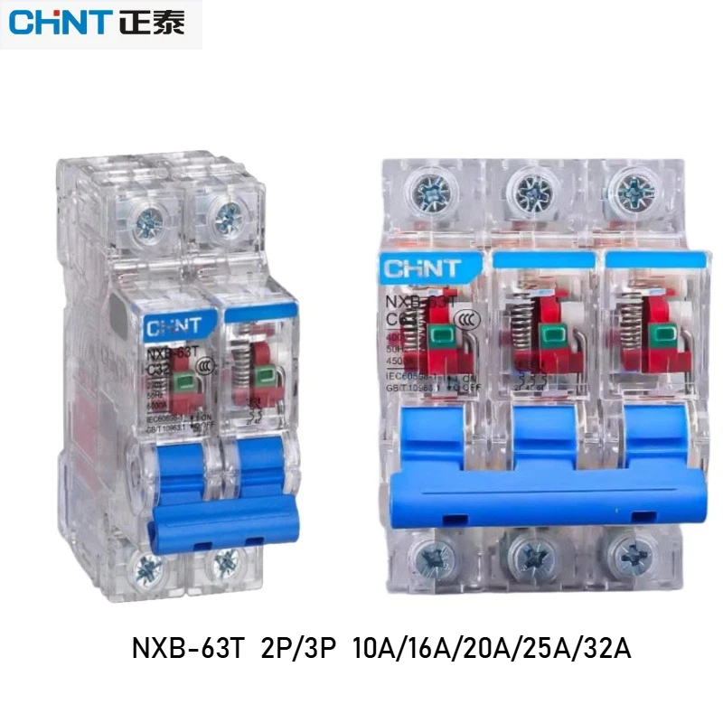 

CHINT NXB-63T 2P/3P Clear Transparent MCB 10A/16A/20A/25A/32A DZ47 Upgrade for Construction Site Overload Protection