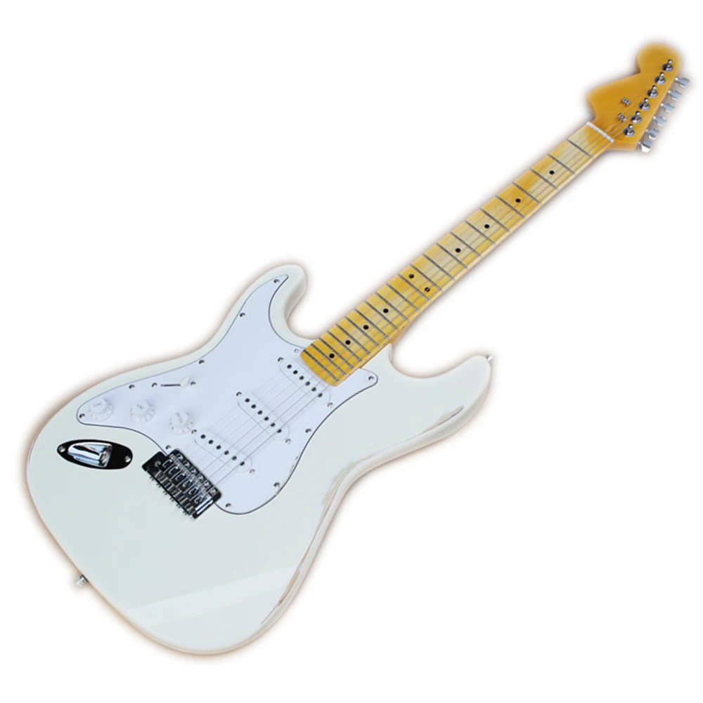 

Factory Outlet- 6 Strings Retro Left Handed White Electric Guitar with Yellow Maple Fretboard