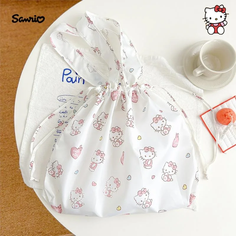 Kawaii Sanrio Hello Kitty Women Handbags Foldable Shopping Bag Cartoon Cute Tote Pouch Reusable Grocery Storage Bag Shopping Bag