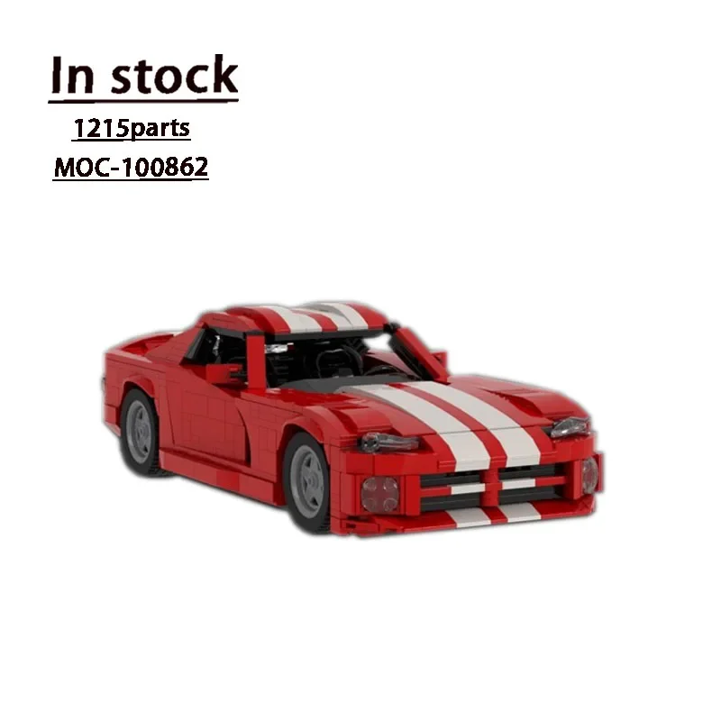 MOC- 100862   Supercoche de película GTS azul rojo versión doble montaje costura miniatura de bloques de construcción 1215 piezas niños juguete para regalo de cumpleaños