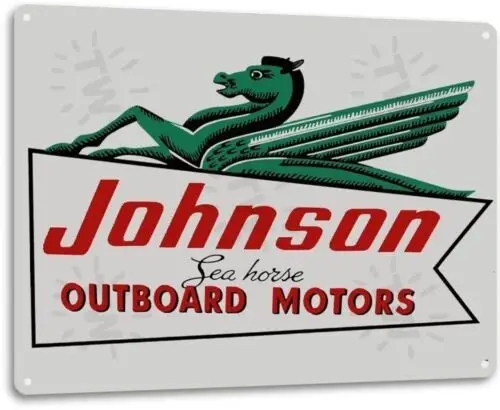 Johnson Outboard Motors Retro Boat Marina Shop Garage Wall Decor Metal Tin Sign