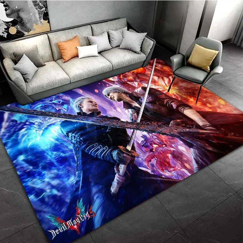 DMC D-Devil May Cry Action Game Area Rugs for Living Room Bedroom Decoration Rug Children Play Gamer Room Mats Anti-slip Carpets