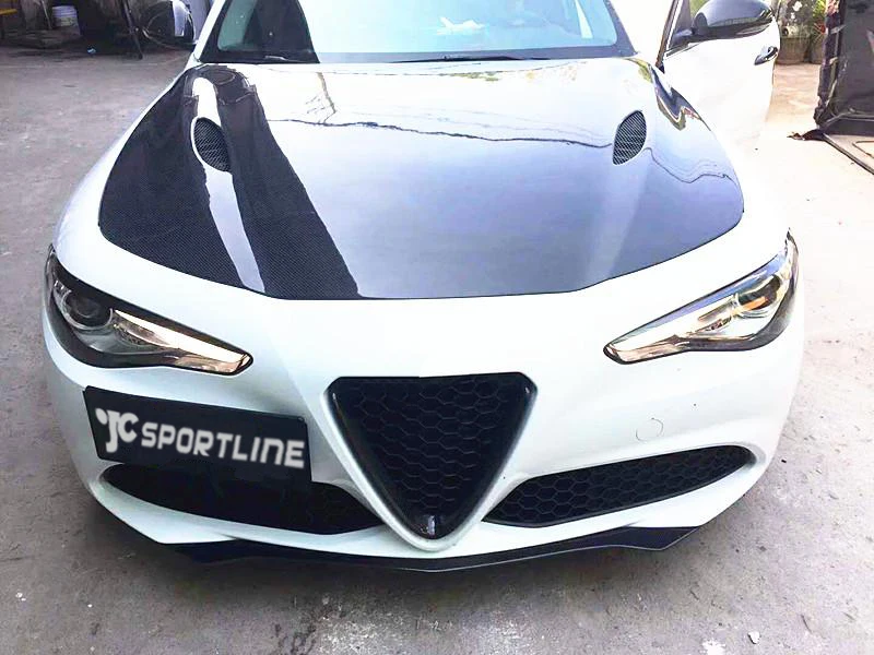 Carbon Fiber QV Car Engine Hood for Alfa Romeo Giulia Quadrifoglio Verde Sedan 4-Door 2017- 2020