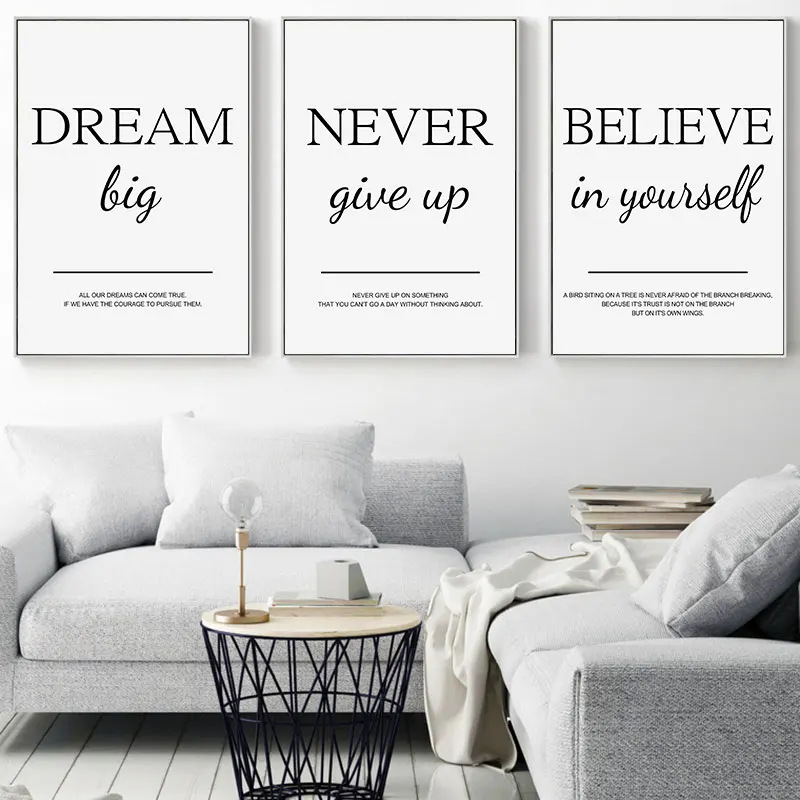 Modern Living Room Simple Decorative Picture Inspirational Wall Art Poster Print Positive Quote Painting on Canvas Home Decor