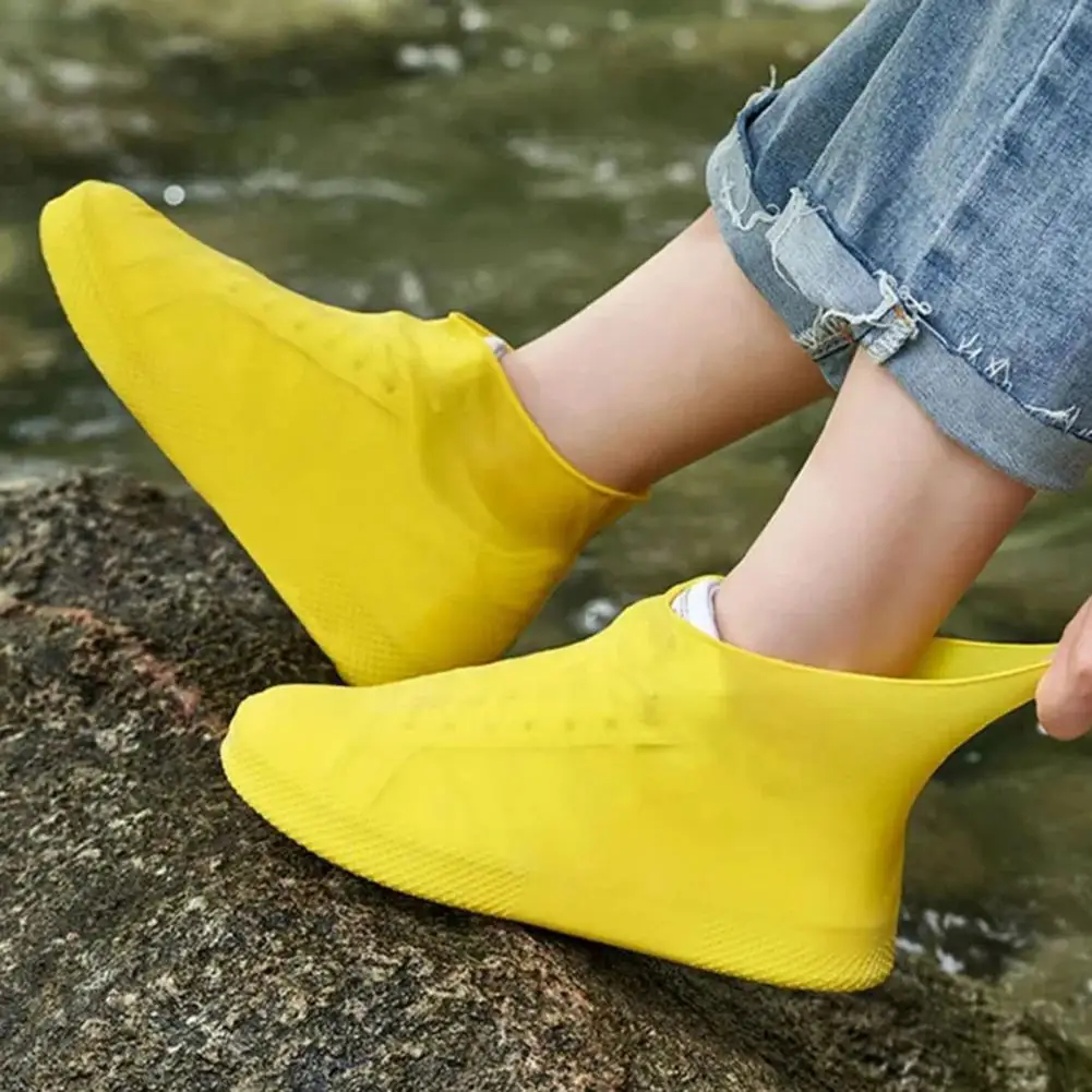 High Elasticity Rain Boot Cover Waterproof Rain Shoe Covers Thickened Silicone Boot Protectors Lightweight Foldable Non-slip