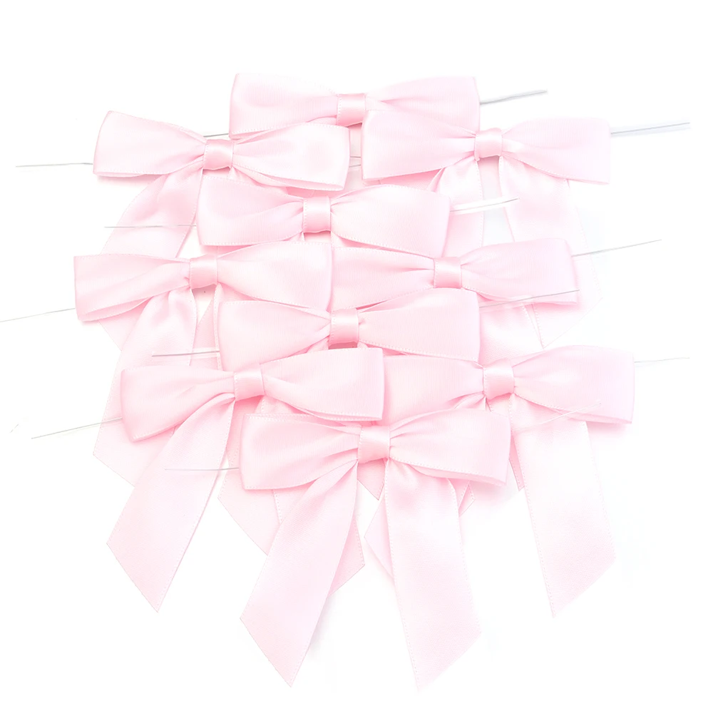 10 teile/los 9X9 cm Bögen Twist Tie Satin Band Bogen Abdichtung Bindung Draht Für Lollipop Süßigkeiten Bäckerei Geschenke verpackung Zubehör – Detail 7