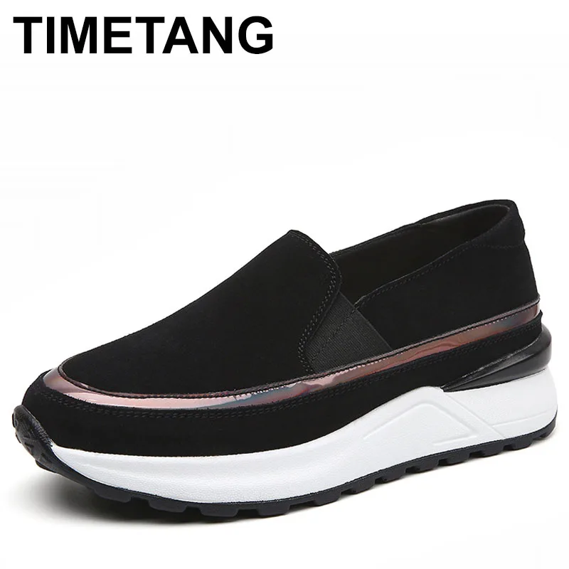 

2025 женские лоферы на танкетке и платформе, большие размеры, нескользящие весенне-осенние туфли на плоской подошве с круглой головкой, повседневные прогулочные кроссовки