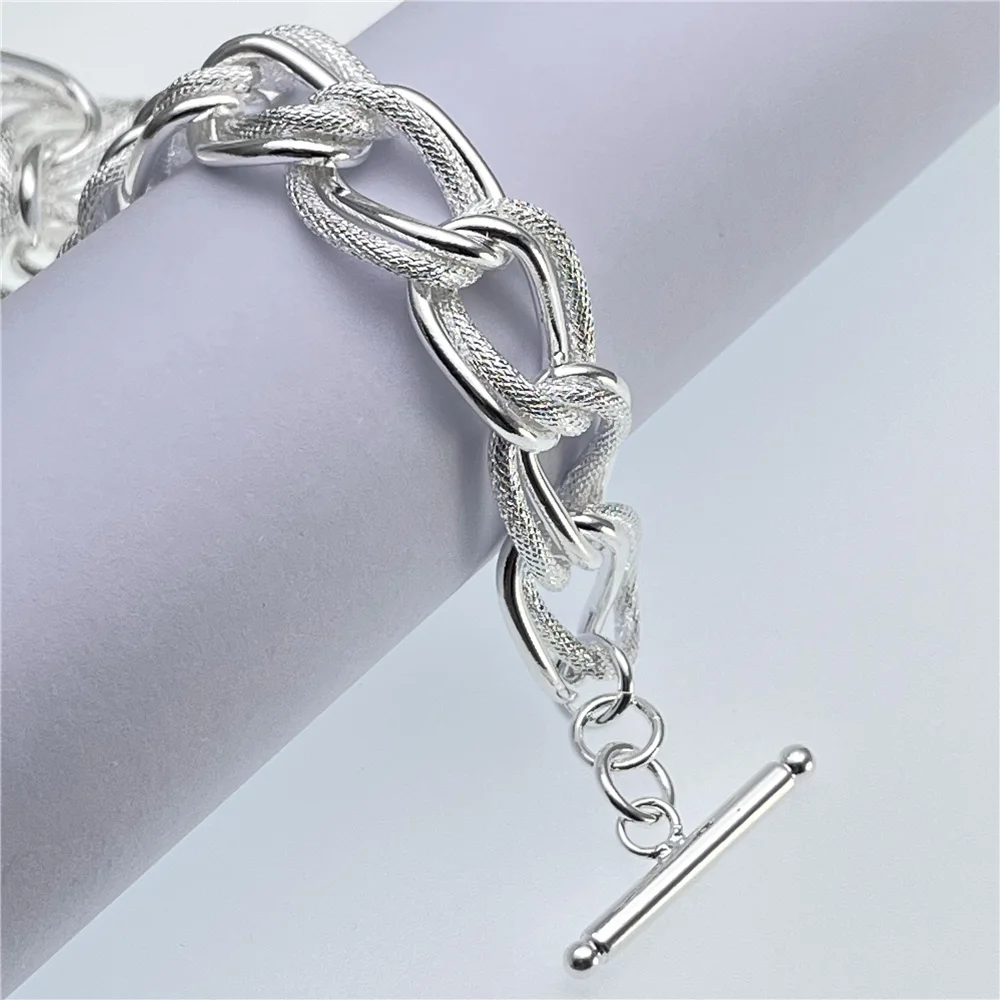 Andara-925 Sterling Silver Bracelet para Mulheres e Homens, Fashion Circle Bracelet, Jóias Presentes