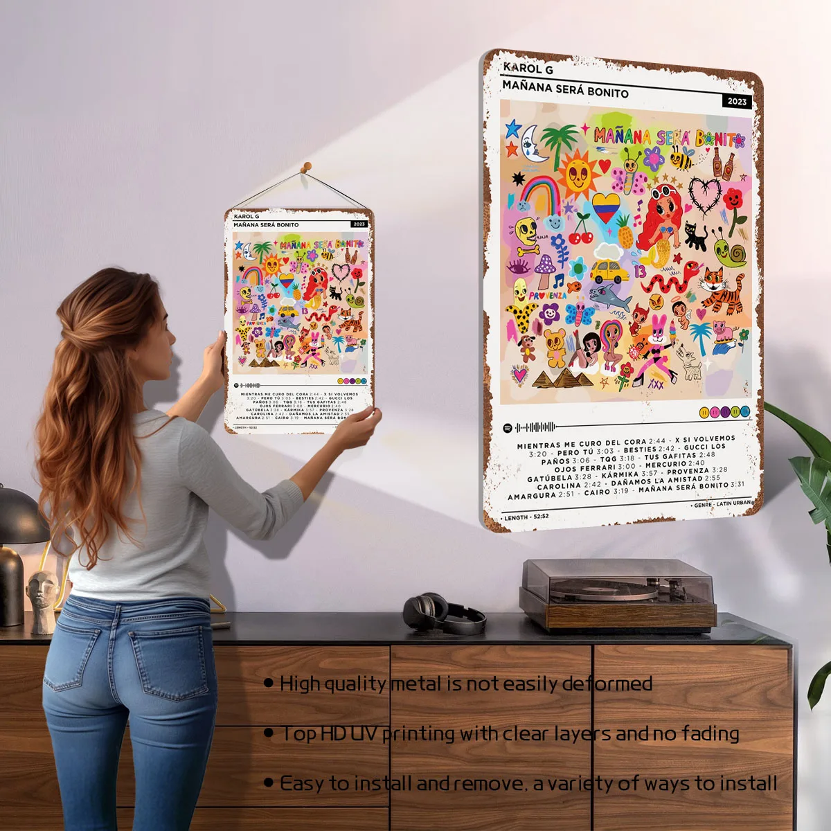 Karol G Mañana Sera Bonito ملصق روك سينجر علامات معدنية ركن القهوة بار تخصيص الراب تين تسجيل لغرفة المنزل جدار الفن