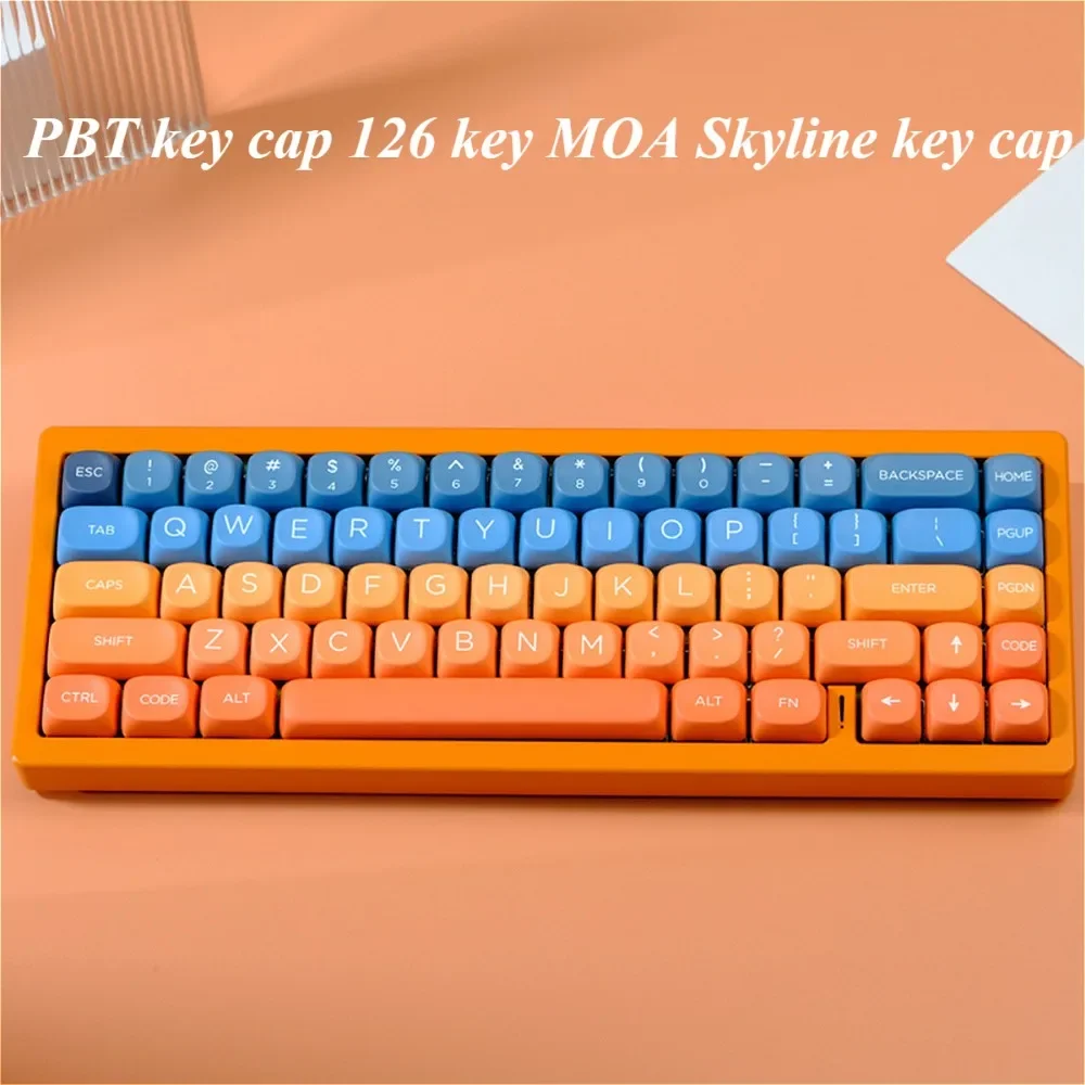 PBT Keycaps 126 Keys MOA Height, Skyline, Keycaps, Sublimation, For Cherry MX 104/87/61 Mechanical Keyboard