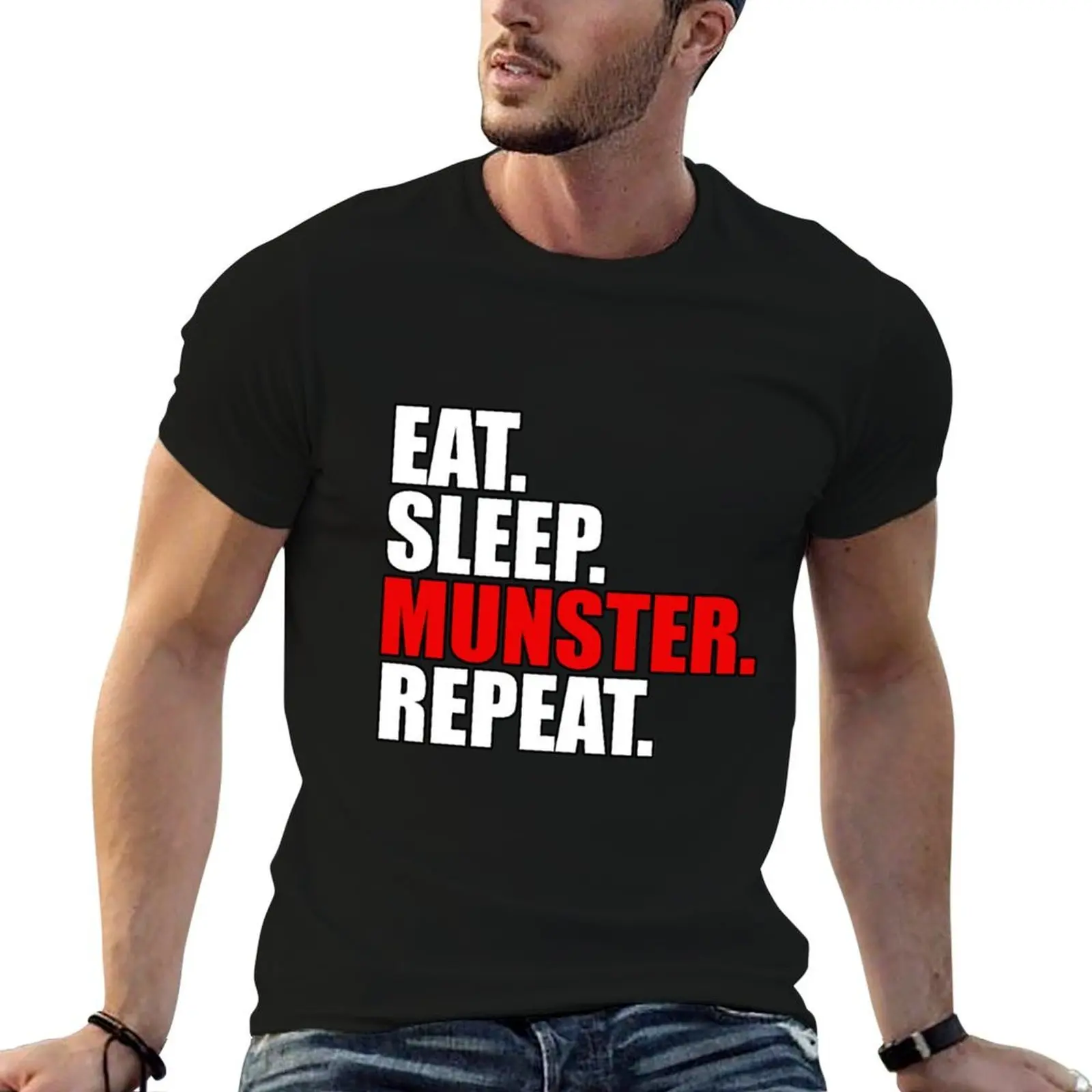 Munster Rugby Ireland Eat Sleep Munster Rugby Repeat T-Shirt gifts for boyfriend cute tops mens white t shirts