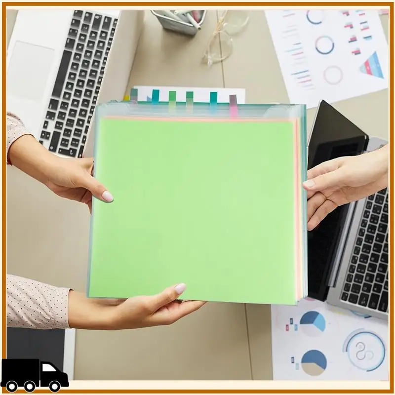 A35M-24PCS Scrapbook Paper Storage Organizer Set Kit 12X13 Inch Clear Scrapbook Paper Organizer Kit With 100PCS Sticky Index Tab