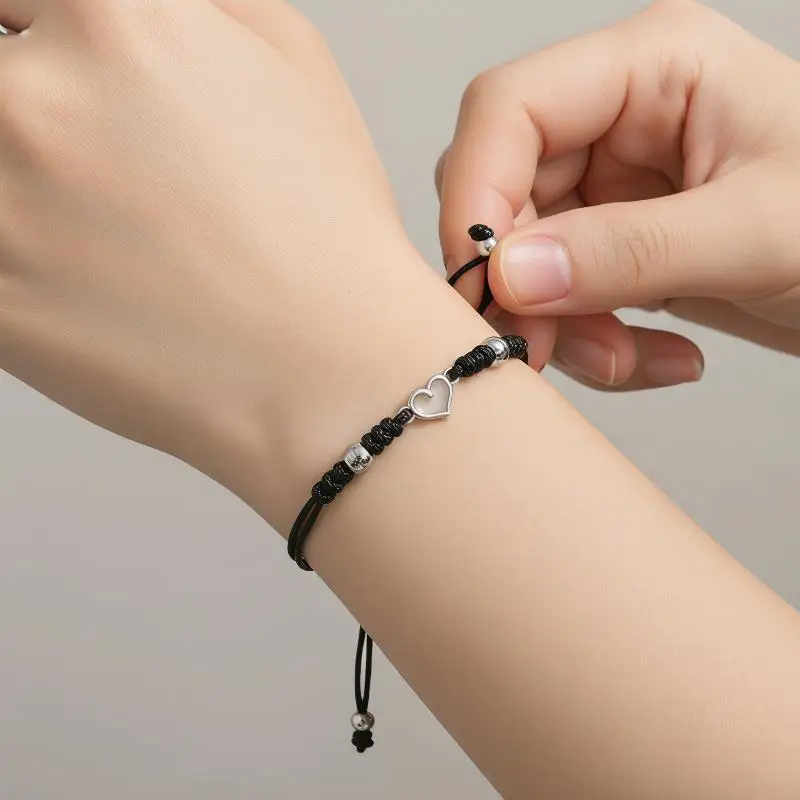 Adjustable Braided Bracelet Comfortable Glowing Heart Bracelet Lucky Knot Bracelet Love Heart Jewelry For Special