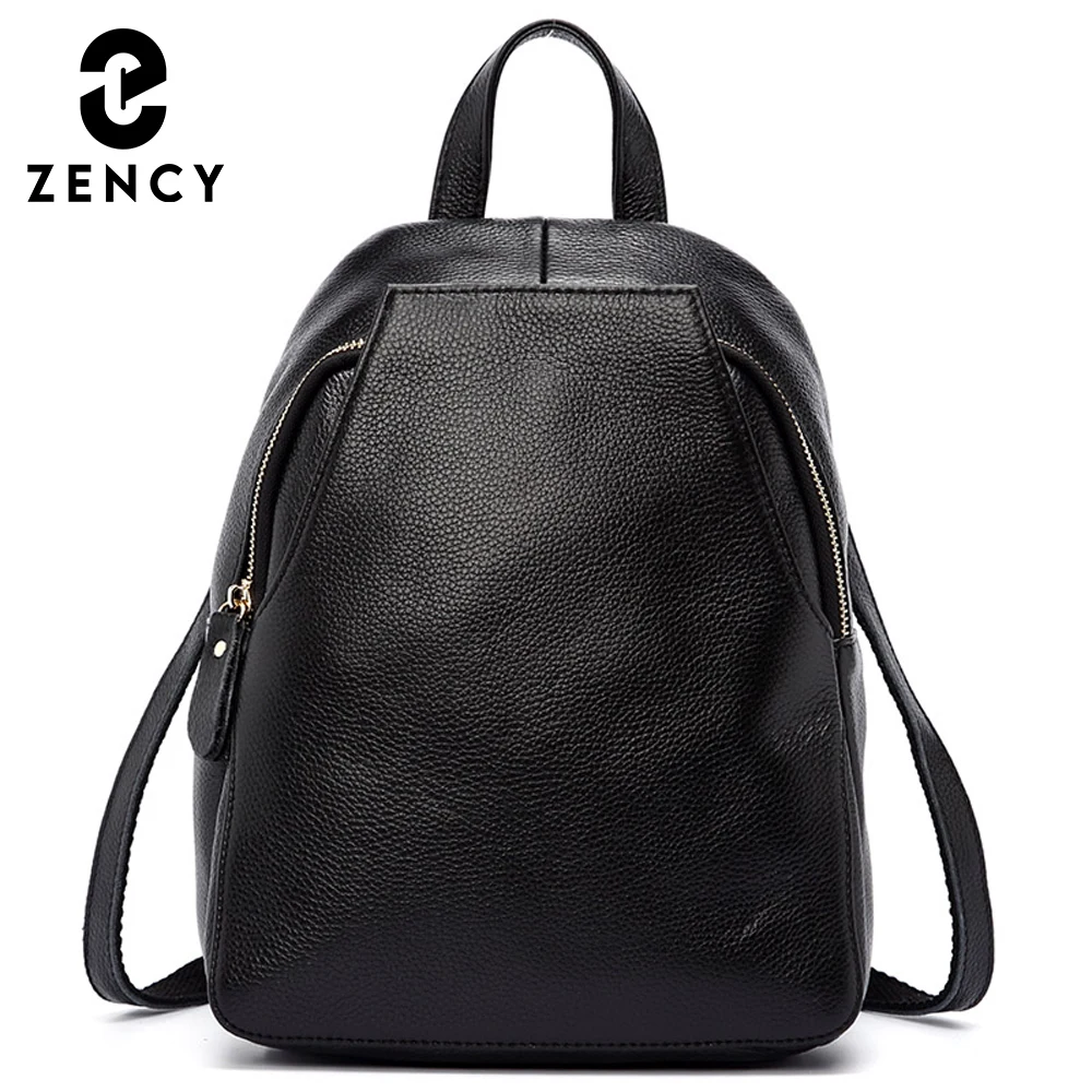 Zency Charm Women Backpack 100% Genuine Leather Anti-theft Button Elegant Female Travel Bags Schoolbag For Girl Holiday Knapsack