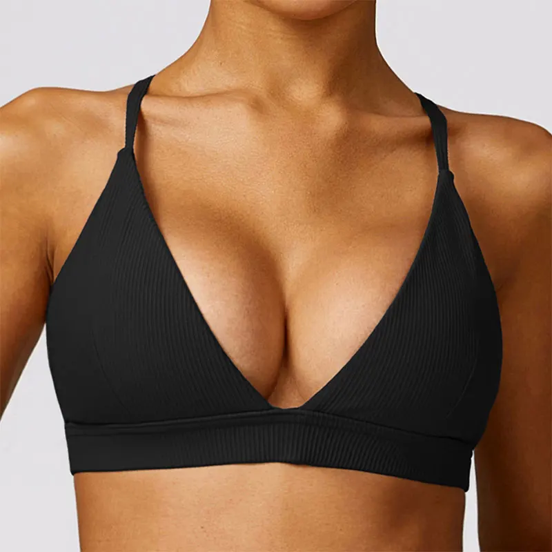 Thread Fabric Yoga Bra Adjustable Buckle Padded Comfy Gym Yoga Underwear Breathable Workout Fitness Top Low Intensity Women