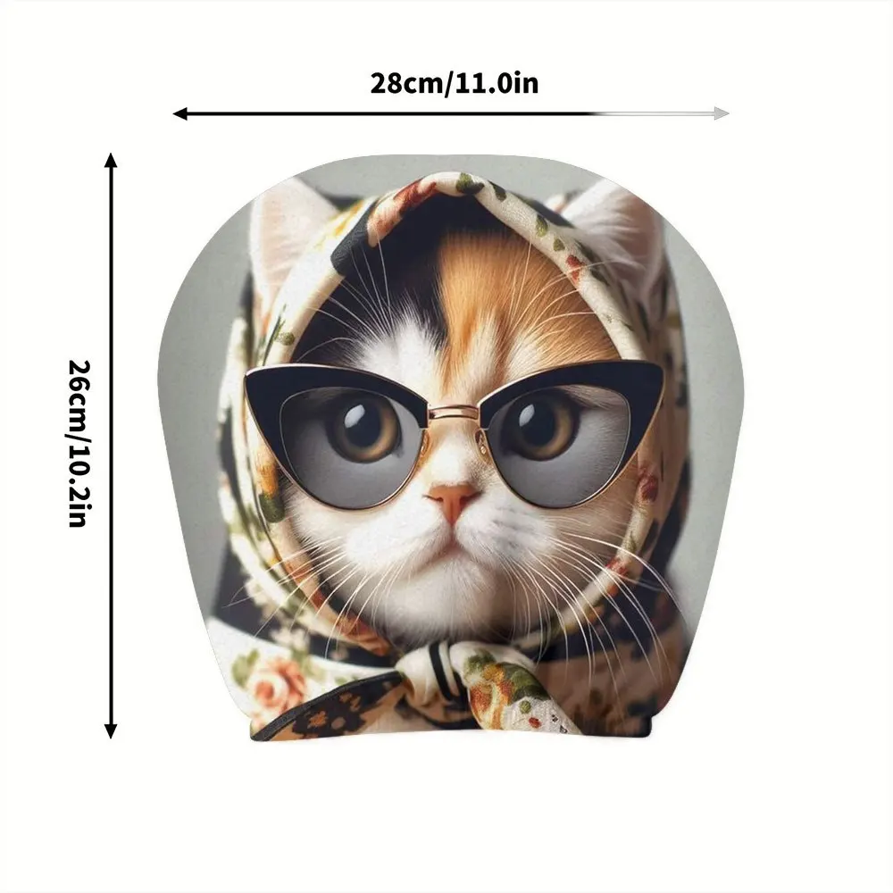 Set of 1 Retro Floral Glasses Featuring Printed Car Headrest Covers, Perfect for Any Weather Conditions, Car Additions,