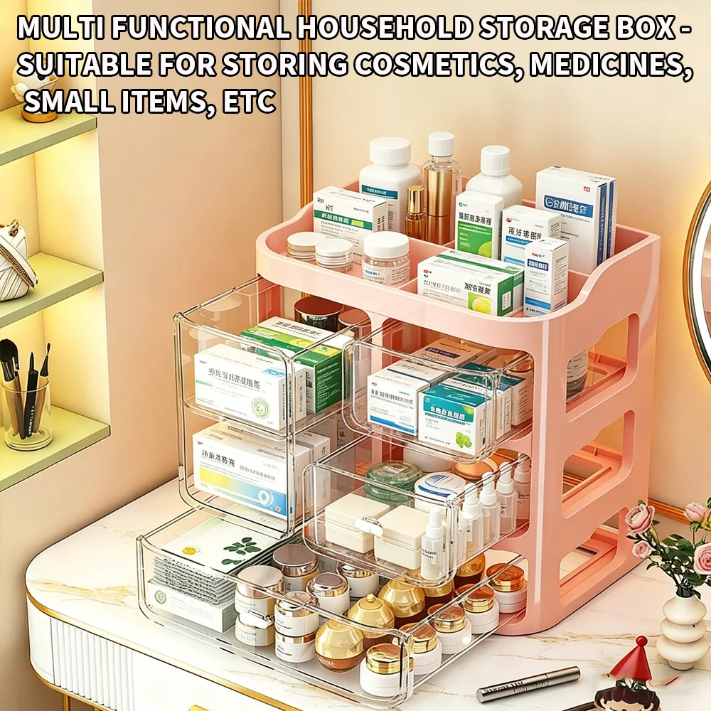 Large Capacity Multi-Functional Storage Box for Cosmetics, Medicine & Home Small Items Organizer