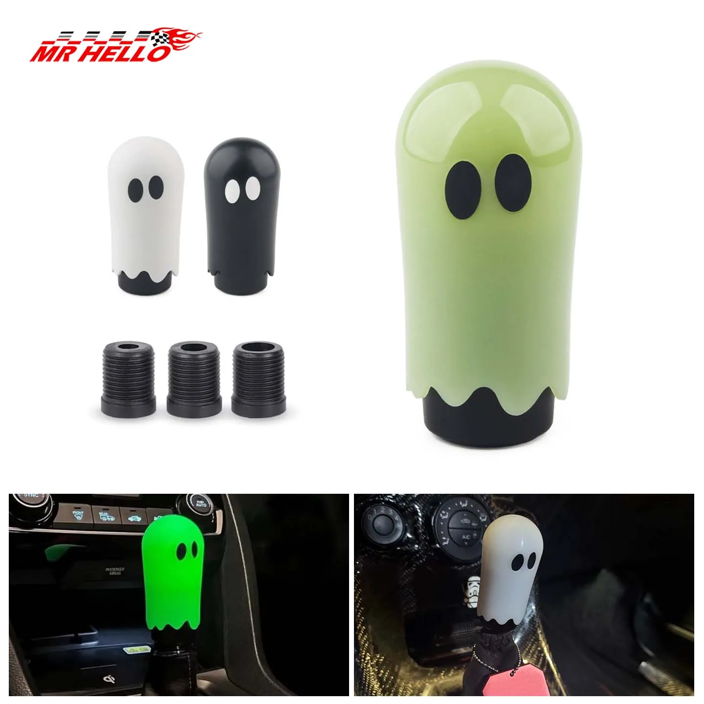 Palanca de cambios Ghost Shift Knob para automóvil, palancas de cambios manuales con adaptadores M8 M10 M12