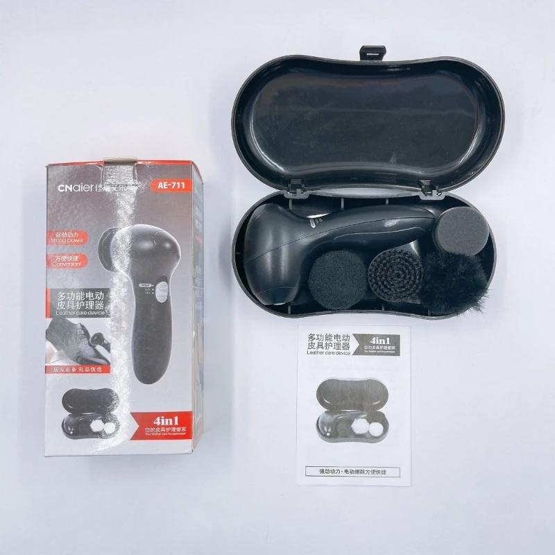 Pulidor de zapatos eléctrico portátil, limpiador de zapatos de cuero, cepillo reemplazable, cabezal, limpiador de polvo, Kit de brillo de zapatos eléctrico