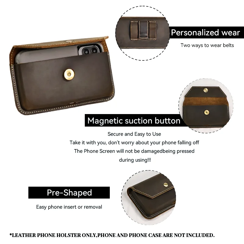 RIYAO-riñonera de cuero genuino para hombre, funda Vintage con tapa para teléfono móvil, funda con Clip para cinturón para iphone y Samsung