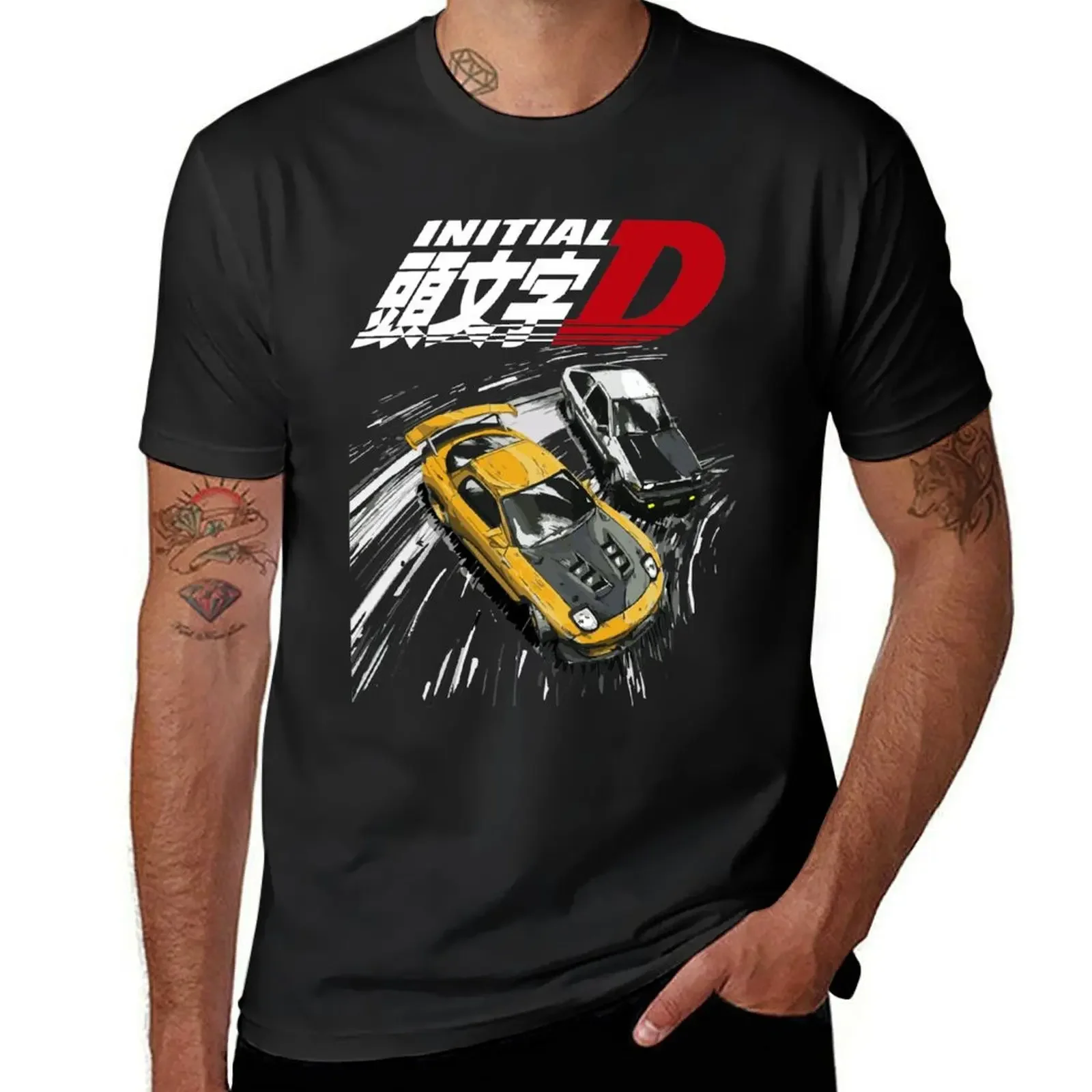 Initial D - Mountain Drift Racing Tandem AE86 vs FD rx-7 T-Shirt blanks kawaii clothes Short sleeve tee sweat shirts, men