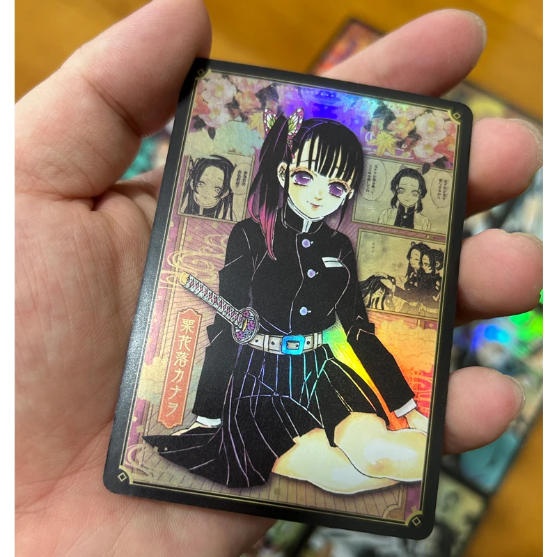 Anime Demon Slayer carte da collezione fai da te Kamado Nezuko Kochou Shinobu Rengoku Kyoujurou Kanroji Mitsuri regali di compleanno giocattoli per bambini