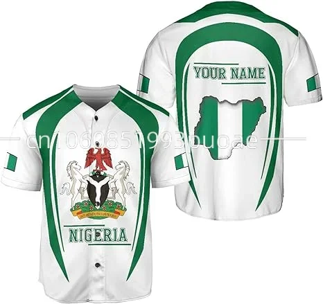 2024 New Baseball Jersey Personalized Name Nigeria 3D Baseball Shirt Gift Casual Fashion Men's and Women's Clothing