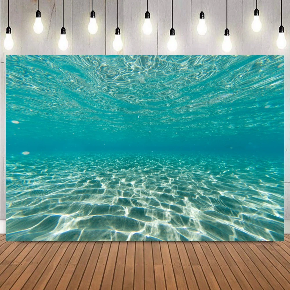 Underwater World Seabed Backdrops Summer Ocean Undersea Sunlight Sun Ray Deep Blue Water Swimming Pool Photo Background Props