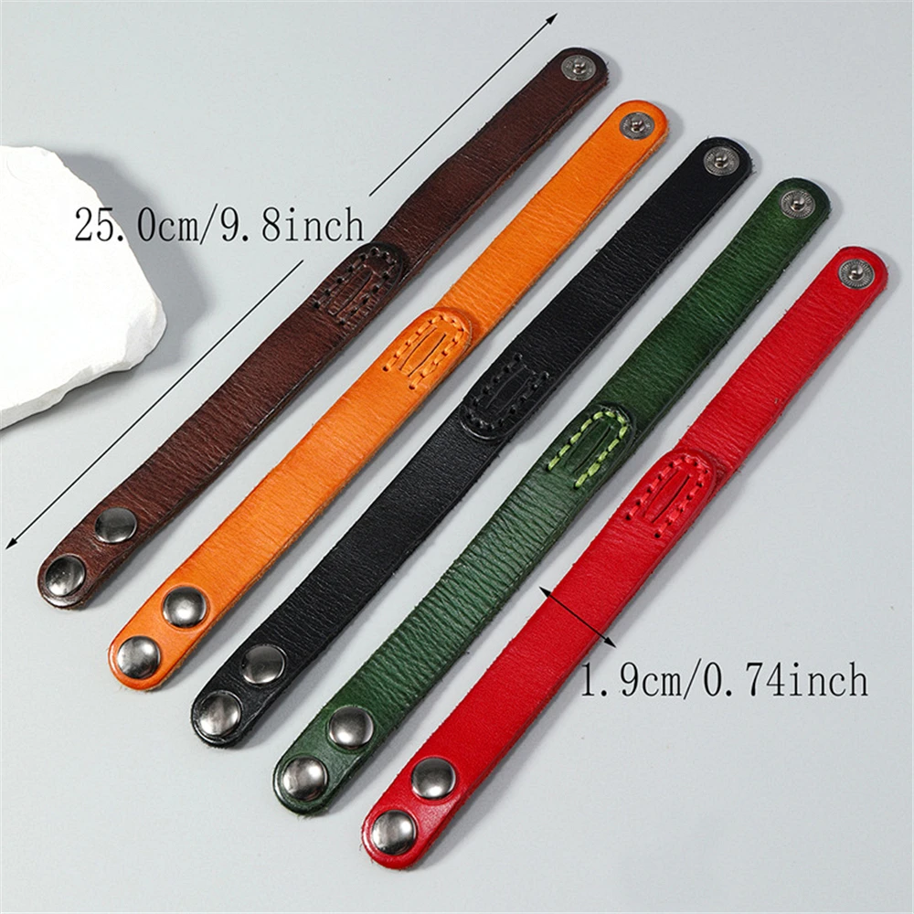 Black Brown Blue Green Red Genuine Leather Wrap Bracelets Men Bangles Wristband Casual Jewelry