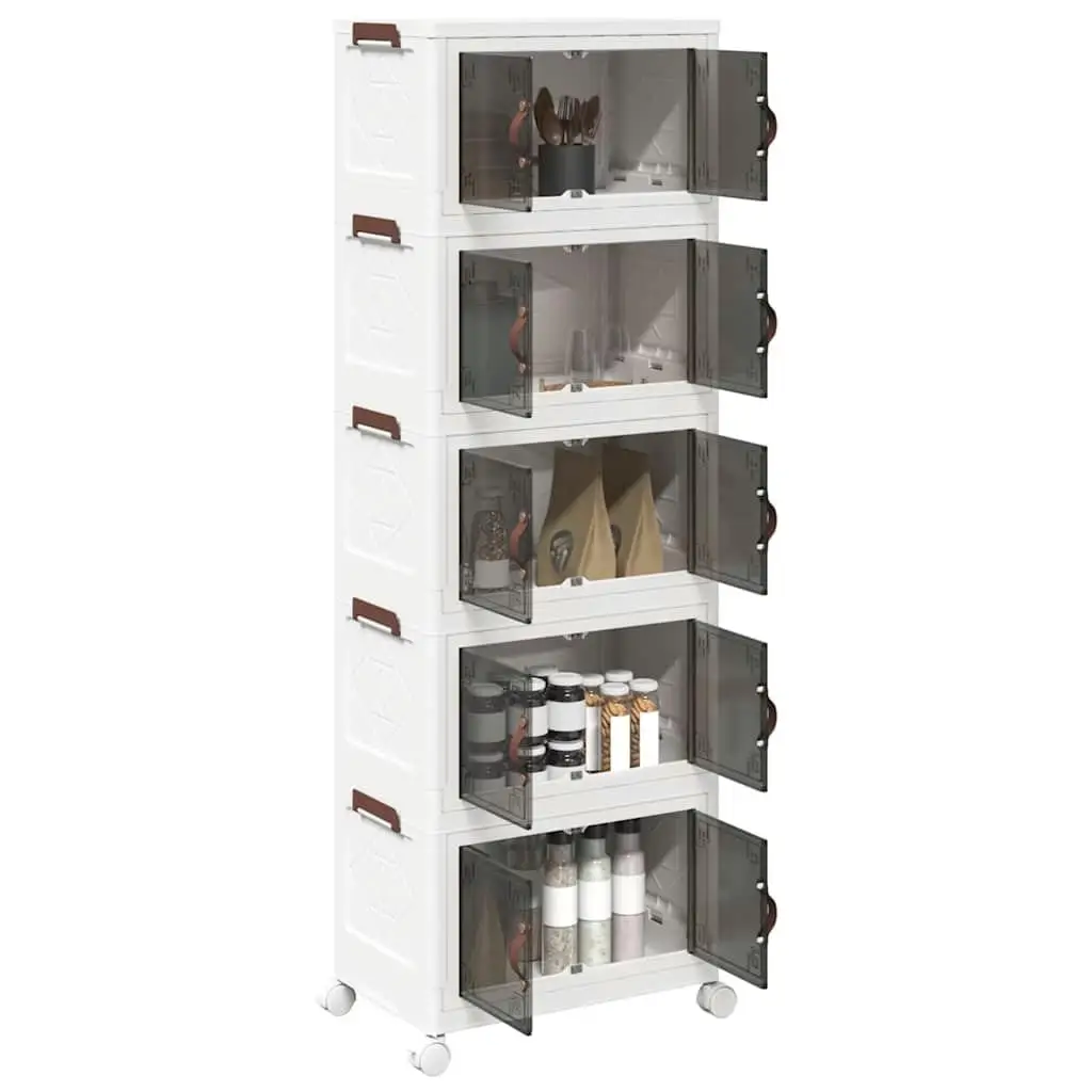 5-Tier Stackable Storage Box with Wheels - 28L, Space-Saving Organizer 48.5x29.5x139cm